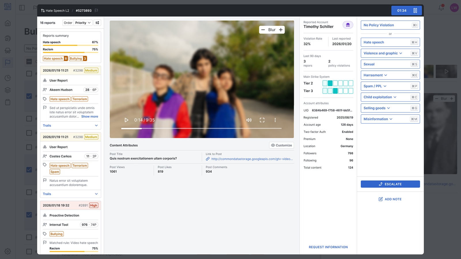 Moderation reports end page